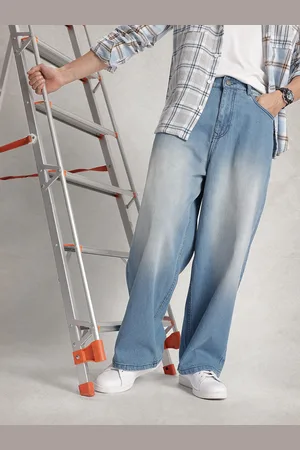 WROGN Men Baggy Fit Heavy Fade Pure Cotton Jeans
