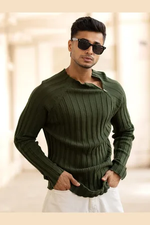 Powerlook Men Striped Round Neck Cotton T-shirt