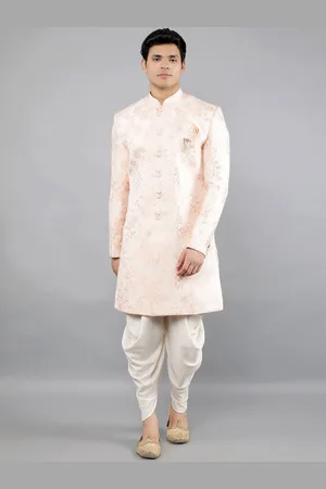 Manish Creations Men Self-Design Mandarin Collar Sherwani Set