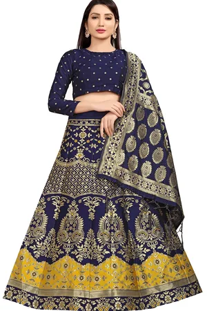 DIVASTRI Woven Design Jacquard Semi-Stitched Lehenga Choli With Banarasi Dupatta