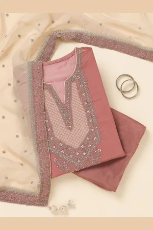 Koskii Ethnic Motifs Embroidered Sequinned Unstitched Dress Material