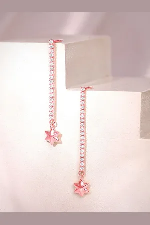 GIVA Rose Gold Plated 925 Sterling Silver Zircon Studded Guiding Star Drop Earrings