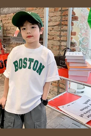 LULU & SKY Boys Typography Printed Round Neck Cotton Oversized T-shirt