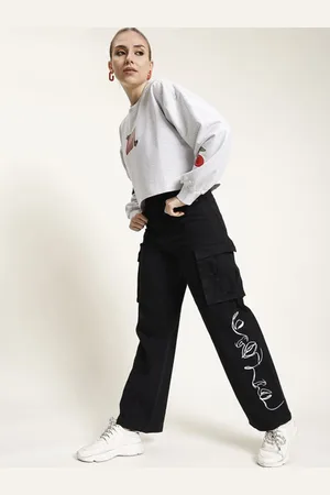 Bene Kleed Women Printed Classic Relaxed Fit High-Rise Cotton Cargo Jeans