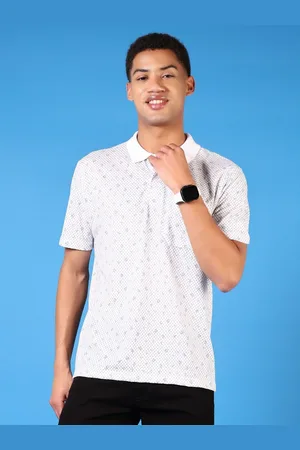 V-Mart Men Floral Printed Polo Collar Cotton T-shirt