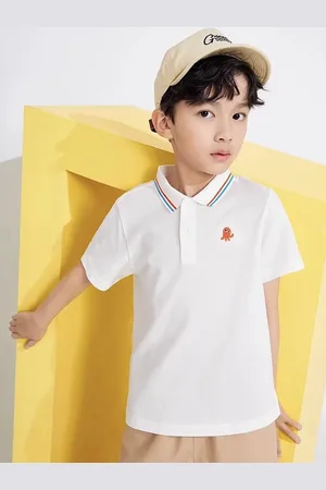 LULU & SKY Boys Solid Polo Collar Cotton Oversized T-shirt