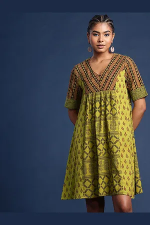 Taavi Pure Cotton A-line Ethnic Floral Bagh Ethnic Dress