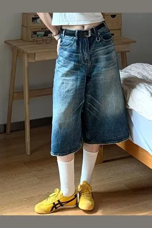 HERE&NOW Women Loose Fit Modal Denim Shorts