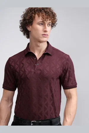 Highlander Men Self Design Regular Fit Polo T-Shirt