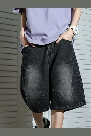 HERE&NOW Men Loose Fit Modal Denim Shorts