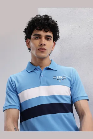 HRX Horizontally Striped Polo Collar Lifestyle T-shirt