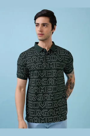 Status Quo Men Regular Fit Typography Printed Polo Collar Cotton T-shirt