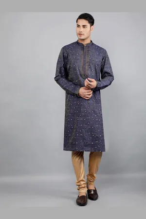 Manish Creations Floral Woven Design Mandarin Collar Jacquard Straight Kurta With Churidar