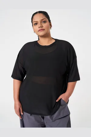 Spirit Animal Women Plus Size Regular Fit Round Neck Long Stretchable Workut Top