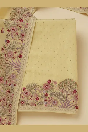 Koskii Ethnic Motifs Embroidered Beads and Stones Unstitched Dress Material