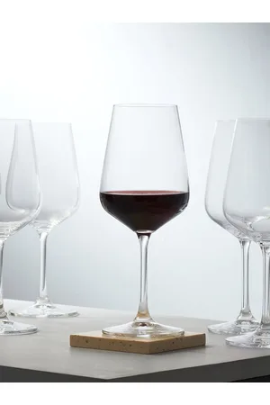 Pure Home and Living Set of 6 Transparent Red Wine Glasses 450 ml each