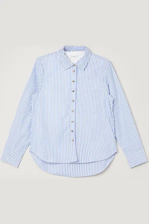 Max Collection Girls Mandarin Collar Vertical Striped Cotton Casual Shirt