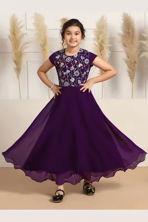 Sangria Girls Embroidered Anarkali Maxi Dress