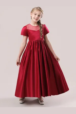 LULU & SKY Girls Round Neck Short Sleeves Solid Maxi Ready to Wear Dress