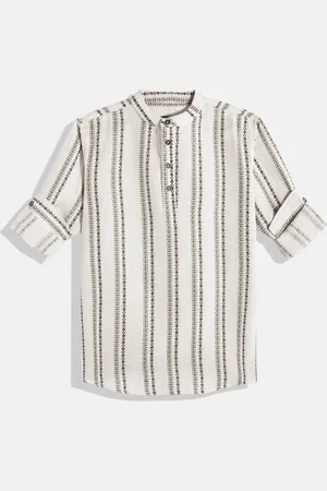 CHARCHIT Boys Comfort Stripe Geometric Printed Pure Cotton Casual Shirt