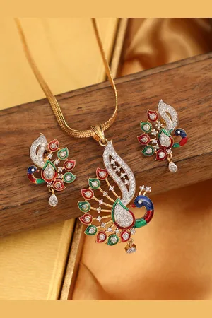 Anouk Gold-Plated American Diamond Stone-Studded Jewellery Set