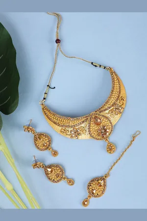 Anouk Brown Gold-Plated Cubic Zirconia Studded Jewellery Set