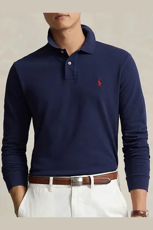Ralph Lauren Men Solid Polo Collar Cotton Slim Fit T-shirt