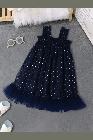 pspeaches Girls Printed Shoulder Straps Sleeveless Fit & Flare Dress