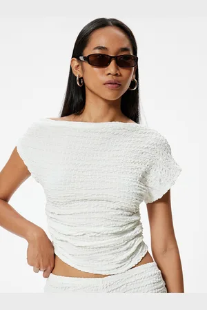 Koton Women Solid Off-Shoulder Polyester Top