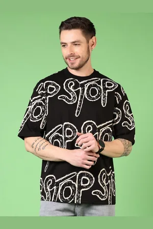 V-Mart Men Typography Printed Round Neck Cotton Oversized T-shirt