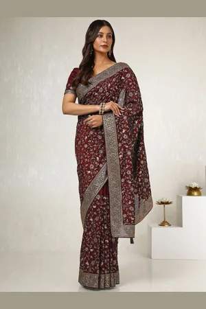Soch Floral Beads and Stones Tussar Saree
