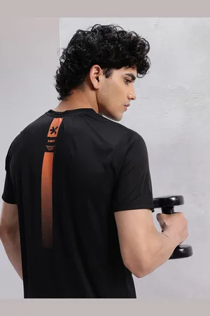 HRX Men Striped Rapid-Dry Training T-shirt
