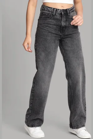 Bene Kleed Women Straight Fit High-Rise Low Distress Heavy Fade Jeans