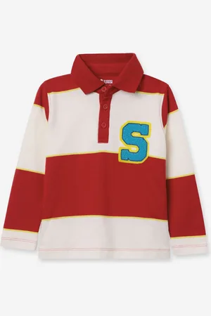 The Souled Store Boys Colourblocked Polo Collar Cotton T-shirt