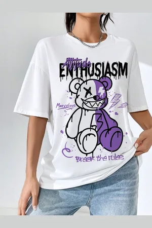 Corsica Women Graphic Printed Round Neck Cotton Oversized T-shirt