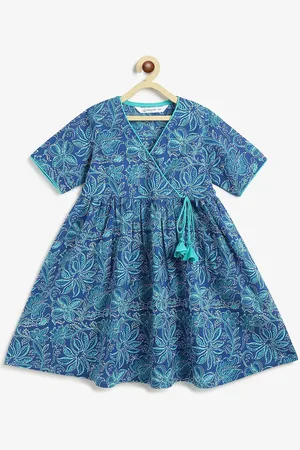Campana Girls Floral Printed Anarkali Cotton Kurta