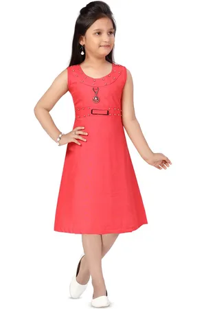 BAESD Girls Cotton Embellished Fit & Flare Knee Length Dress