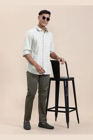 Crocodile Men Grid Tattersall Checks Opaque Checked Casual Shirt