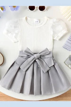 LULU & SKY Girls Striped Round Neck Top With Skirt