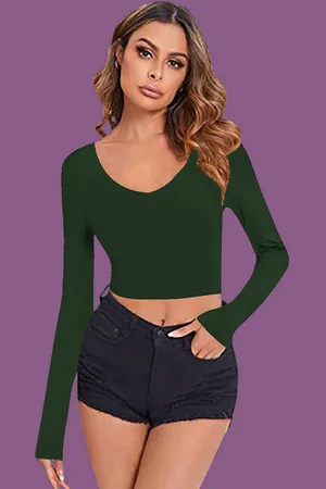 Dream Beauty Fashion Women V-Neck Fitted Crop Top