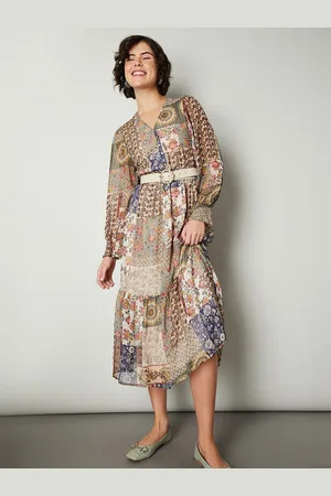 Max Collection Ethnic Motifs Print A-Line Midi Dress