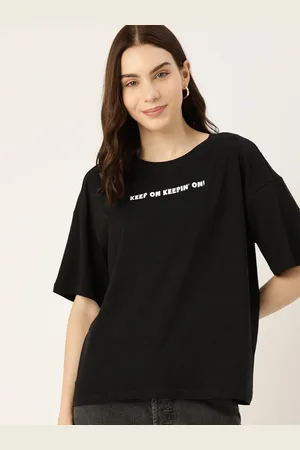 DressBerry Women Graphic Printed Round Neck Cotton Oversized T-shirt