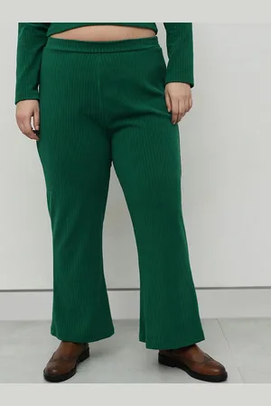 CURVY STREET Women Plus Size Relaxed Straight Fit High-Rise Bootcut Trousers