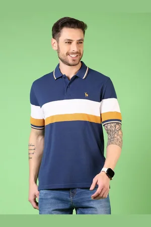 V-Mart Men Colourblocked Polo Collar Cotton T-shirt