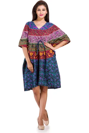 HANDICRAFT PALACE Women Mandala Printed Pure Cotton Kaftan Dress