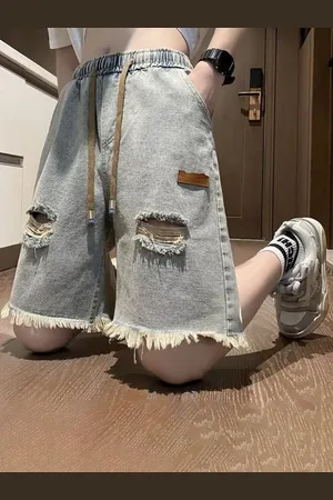 HERE&NOW Men Loose Fit Denim Shorts