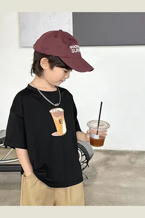 LULU & SKY Boys Graphic Printed Round Neck Cotton Oversized T-shirt
