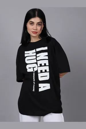 DOOR74 Women Typography Printed Drop-Shoulder Sleeves T-shirt