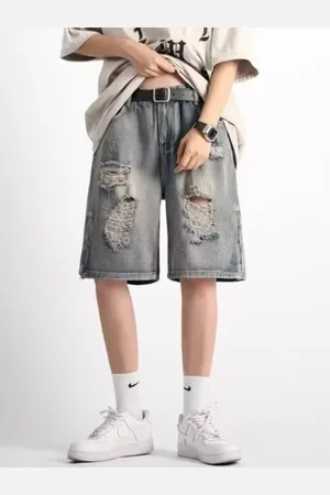 HERE&NOW Men Loose Fit Modal Denim Shorts