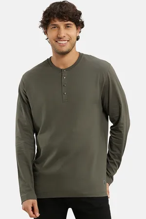Jockey Super Combed Cotton Rich Solid Full Sleeve Henley T-shirt-US87